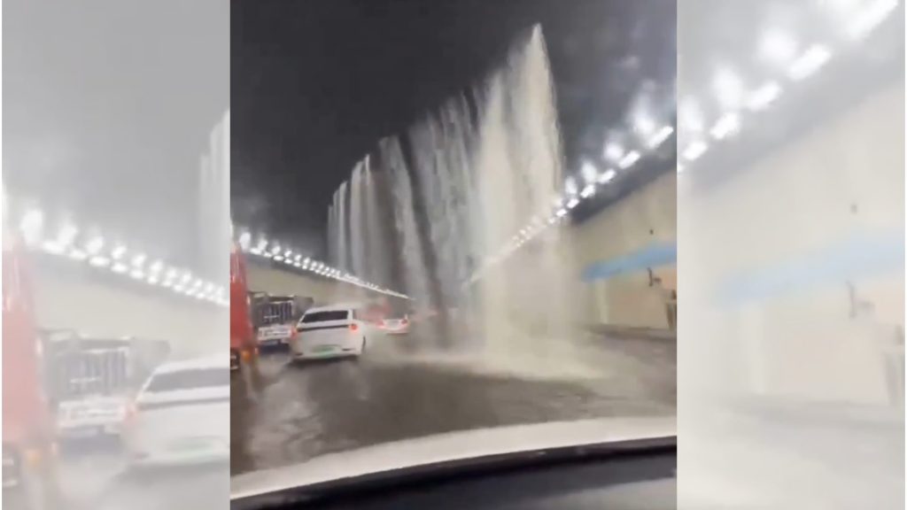 影音/福建廈門暴雨 海滄隧道成瀑布