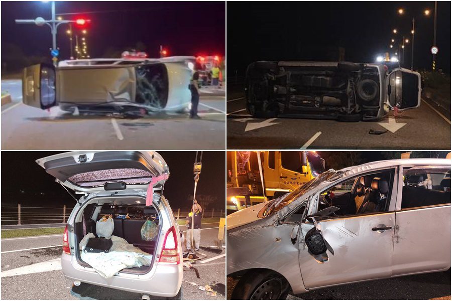 影音/翻車釀4大人3小孩擦挫傷 駕駛：閃貓咪失控