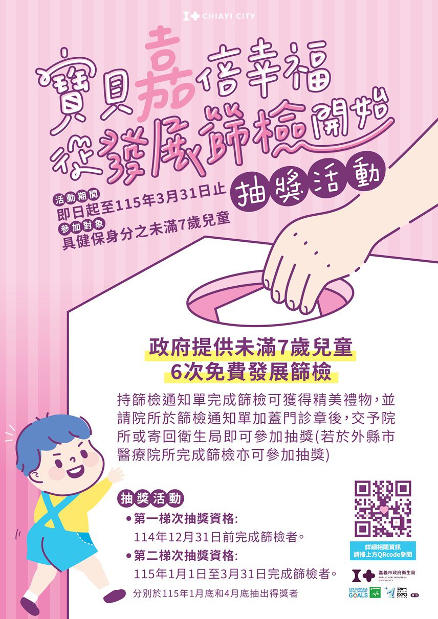 推行兒童發展篩檢服務　嘉義市衛生局加碼抽好禮
