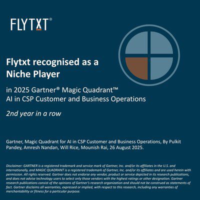 Flytxt 連續兩年獲選為 2025 年《Gartner® Magic Quadrant™ 通訊服務供應商客戶與業務營運人工智能應用報告》的利基市場參與者