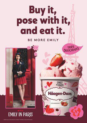 Häagen-Dazs 宣佈與《 Emily in Paris》建立全球合作關係，讓粉絲邂逅巴黎魅力，盡情解放味蕾