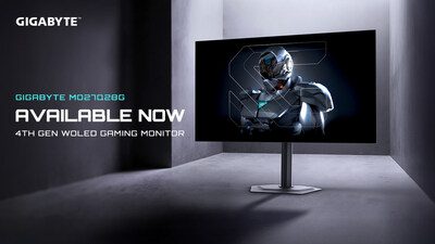 技嘉科技 MO27Q28G 電競螢幕上市 27 吋 QHD 280Hz WOLED 搭配四側無邊框打造沉浸視野