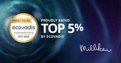 Milliken & Company 榮獲 2025 年 EcoVadis 黃金評級，躋身全球前 5% 企業之列