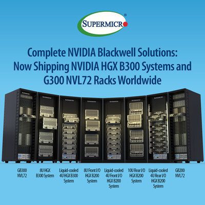Supermicro 開始大量運送 NVIDIA Blackwell Ultra 系統與機架隨插即用數據中心規模解決方案