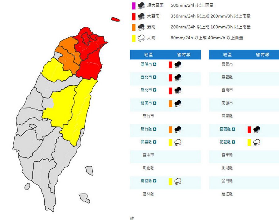 更新訊息/滂沱大雨直直落 這些地方及學校10/21停班停課
