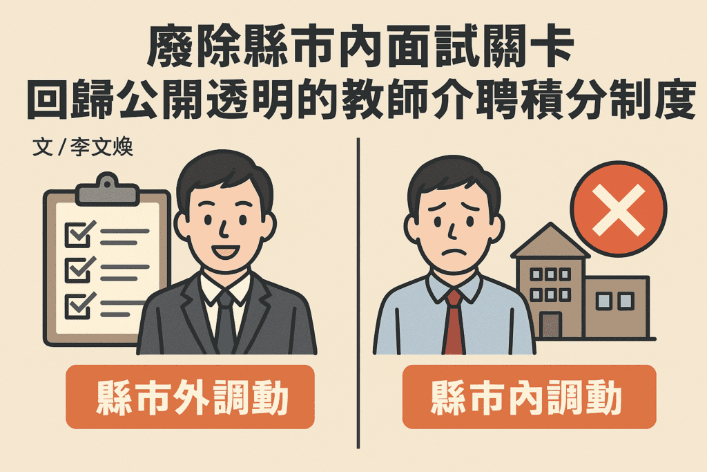 【社論】廢除縣市內面試關卡，回歸公開透明的教師介聘積分制度