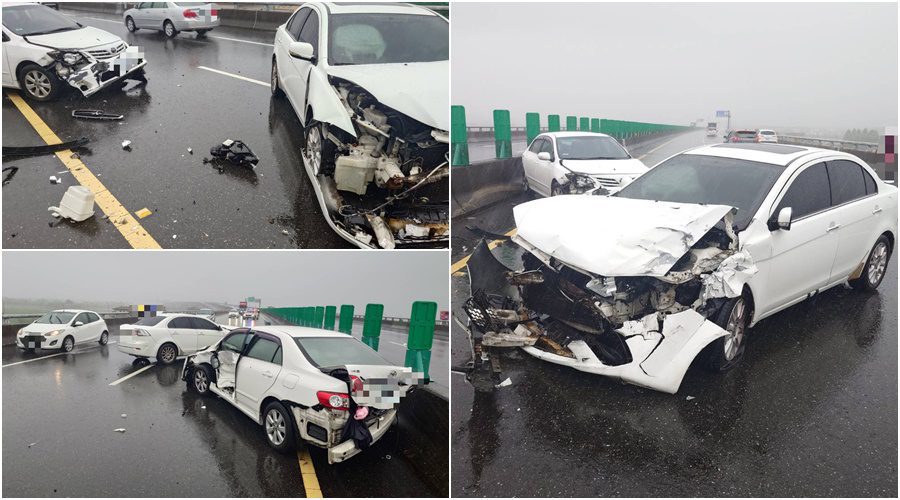 影音/疑因天雨路滑水漂 國5發生兩車撞擊車禍