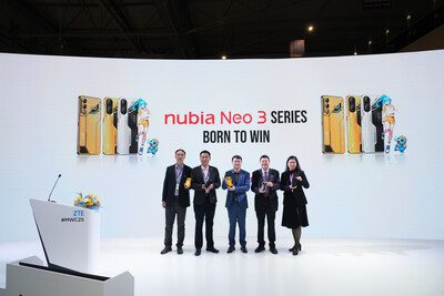 中興通訊在2025巴塞羅那世界移動通信大會上推出努比亞Neo 3系列遊戲手機